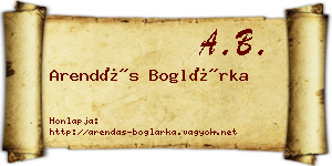 Arendás Boglárka névjegykártya