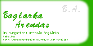 boglarka arendas business card