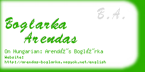 boglarka arendas business card